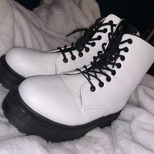 White combat boots